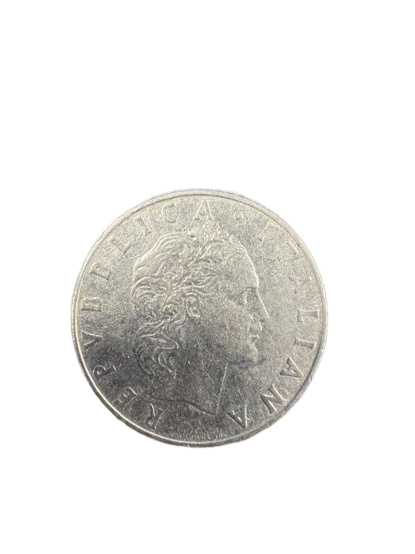 1956 Italy 50 Lire (KM# 95.1, Stainless Steel)