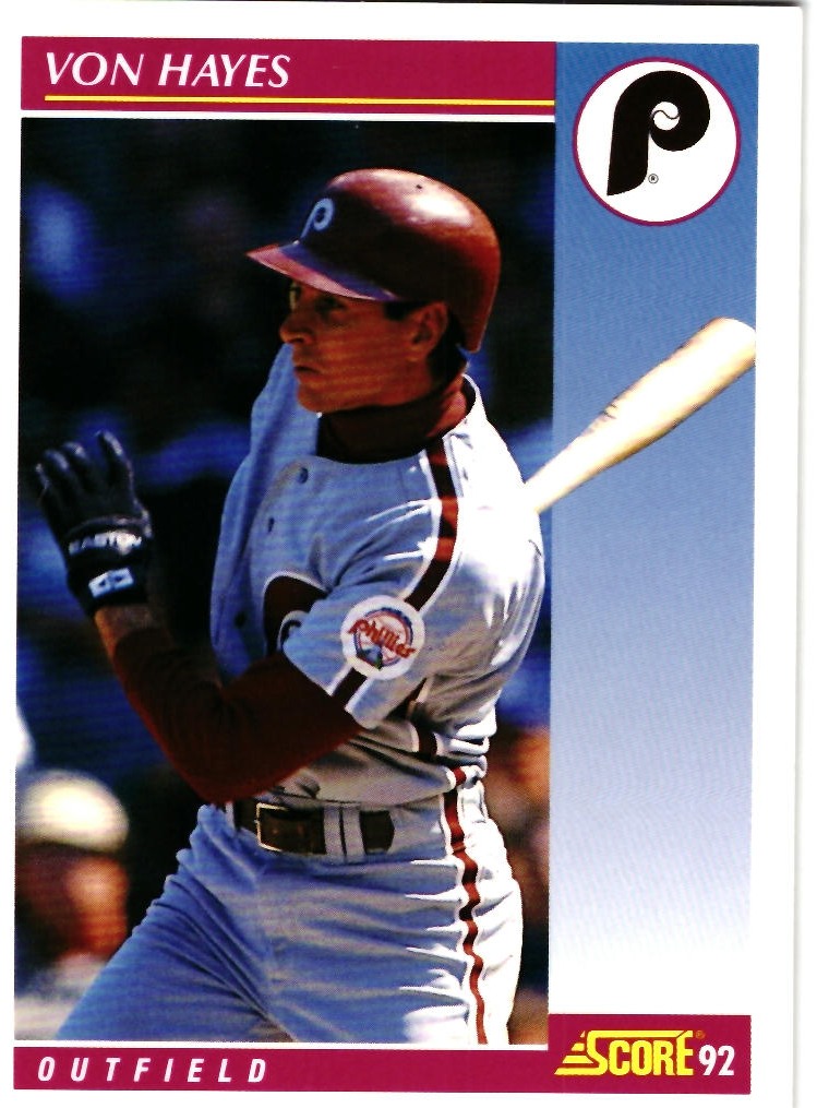 1992 Score Von Hayes Baseball Card